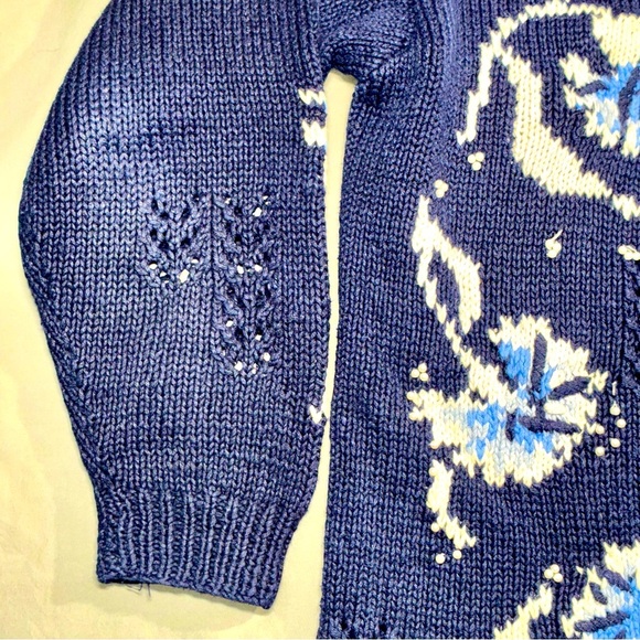 Susan Bristol Y2K Floral Cardigan Sweater Cottagecore Medium Vintage hand knit - Picture 7 of 9
